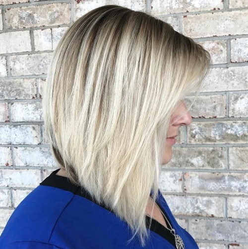 Angled Blonde Balayage Lob