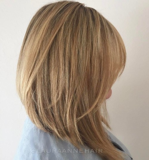 Angled Caramel Blonde Lob