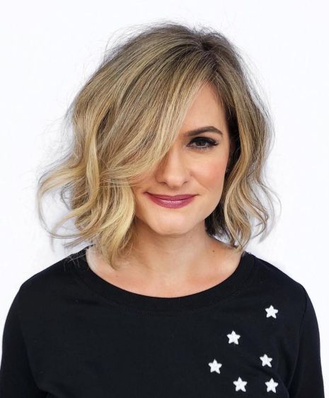 Asymmetrical Bronde Messy Bob