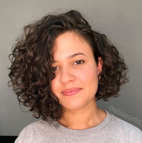 Asymmetrical Curly Peek-A-Boo Bob