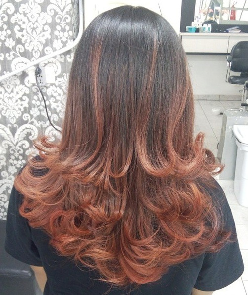 Auburn Balayage For Dark Brown Hair