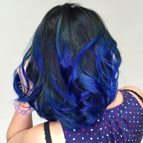 Black Hair With Electric Blue Highlights