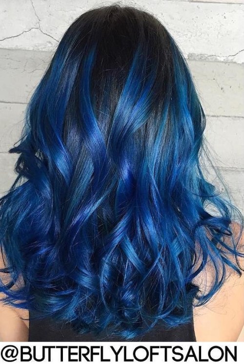 blue highlights for black hair