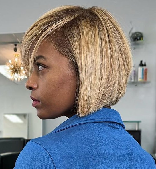 Blunt Blonde Bob Hairstyle for Black Women