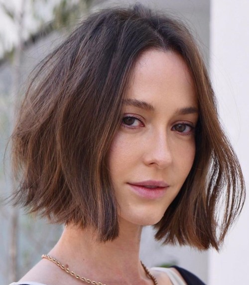 Blunt Textured Bob with Middle Part