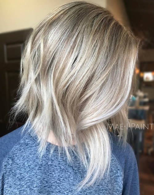 Choppy Blonde Balayage Lob