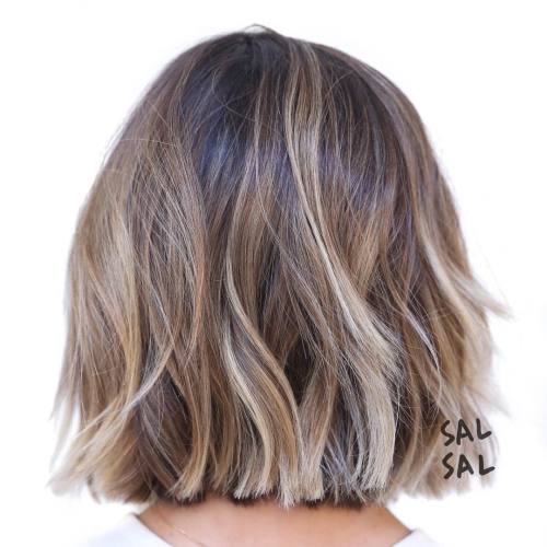 Choppy Wavy Brown Blonde Bob