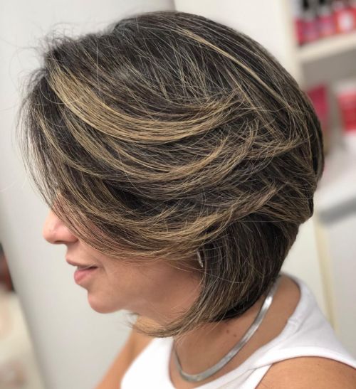 Dark Brown Bob with Feathered and Highlighted Layers