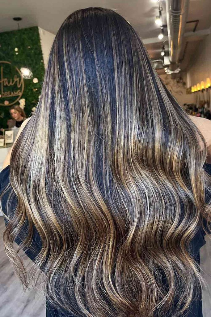 Dark Brown Hair With Blonde Highlights 