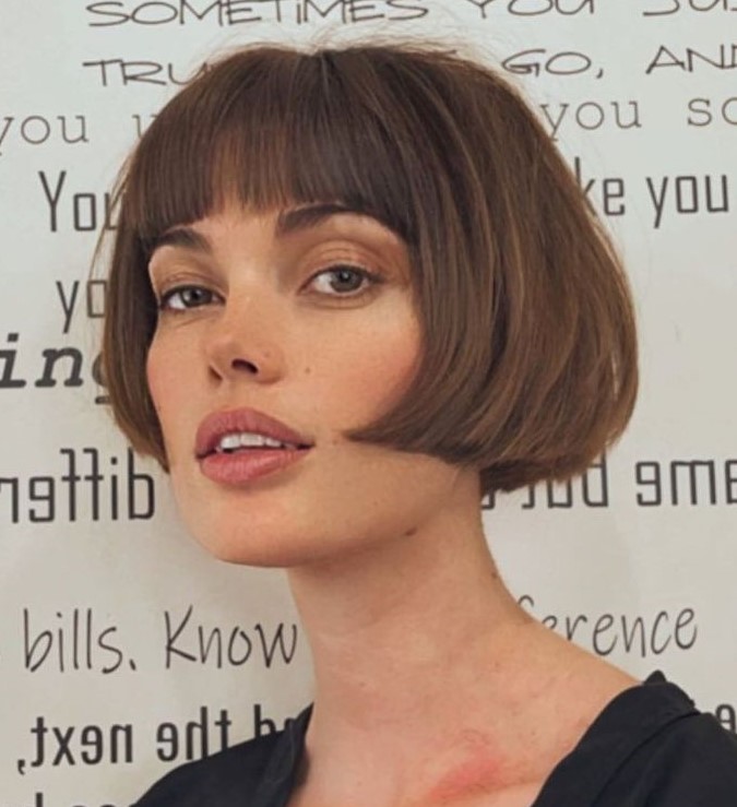 Ear Length French Bob with Blunt Bangs