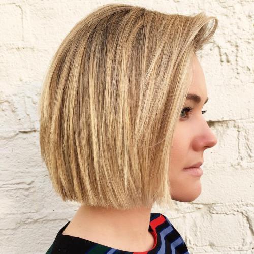 Honey Blonde Blunt Chin-Length Bob