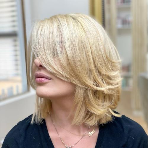 Layered Blonde Bob for Thick Hair