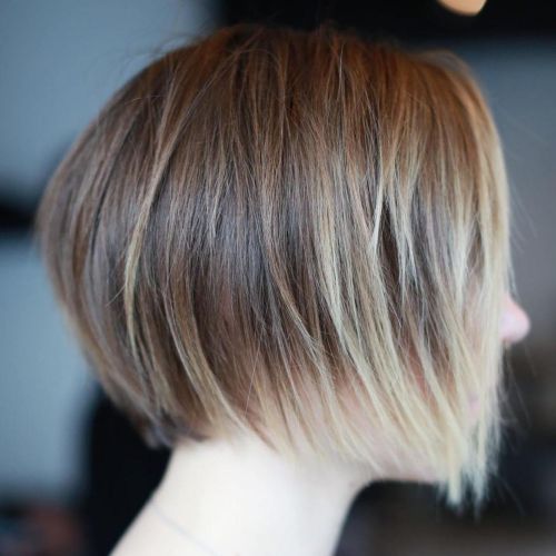 Layered Brown Bob With Blonde Balayage