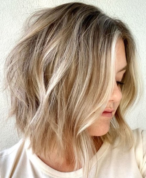 Long Blonde Bob with Textured Ends