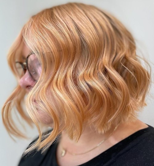 Long Bob with Peach Blonde Color