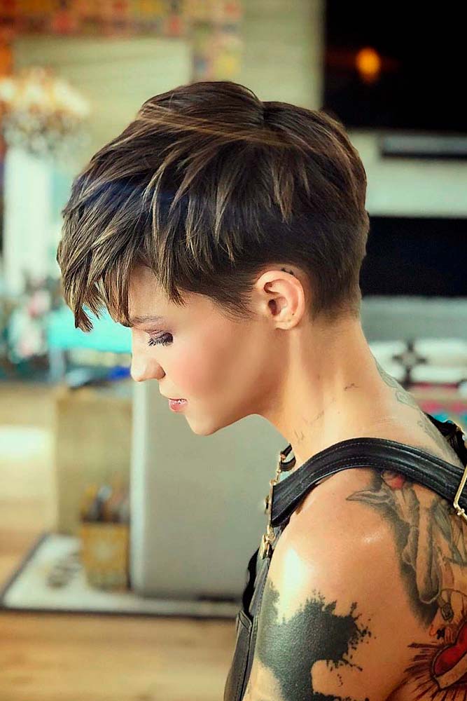 Long Pixie Cut For Thick Hair #brownhair #thickhair