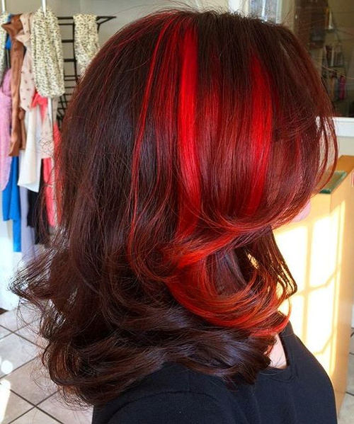 Mahogany Hair With Bright Red Balayage