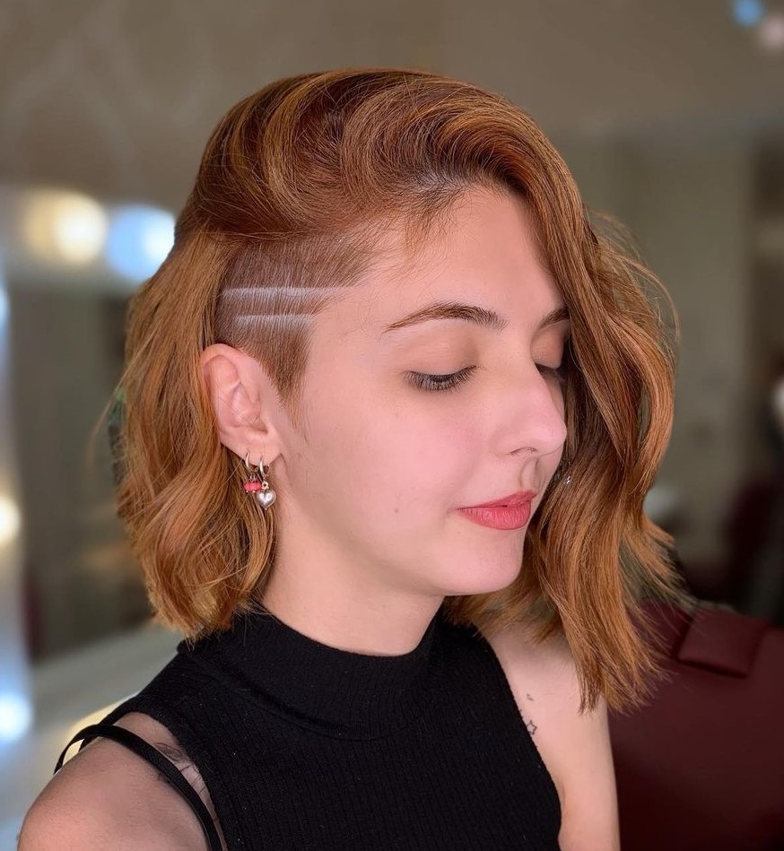 Medium Wavy Shaggy Bob with Undercut