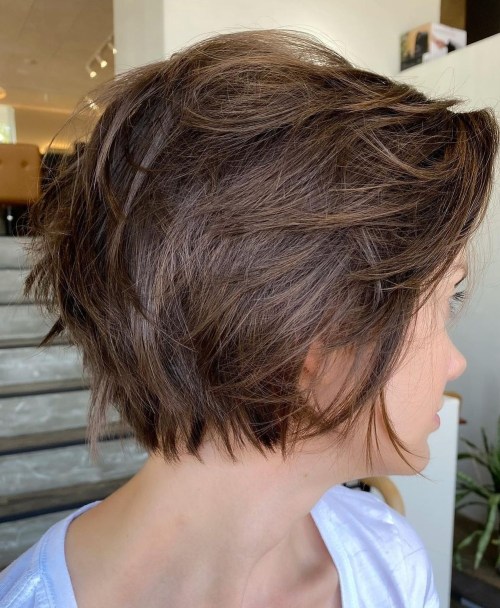 Messy Short Feathered Bob for Straight Hair