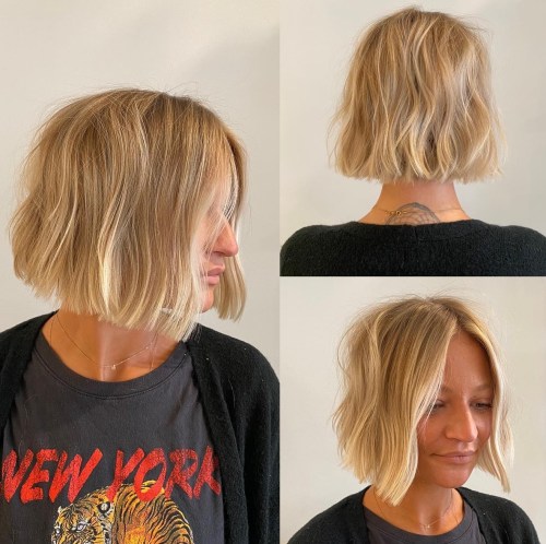 Middle Part Blonde Bob for Thin Hair