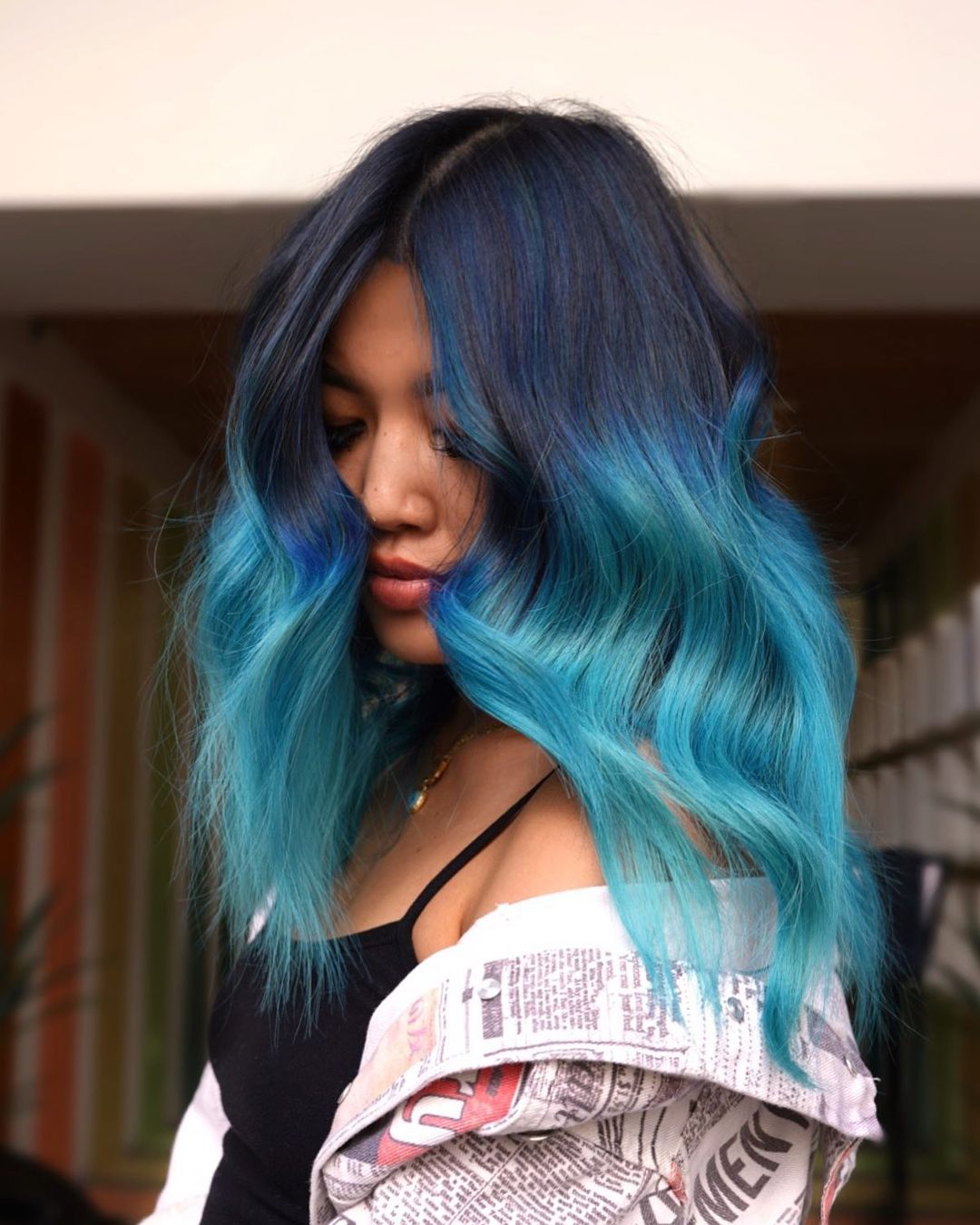 Neon Blue Ombre Highlights
