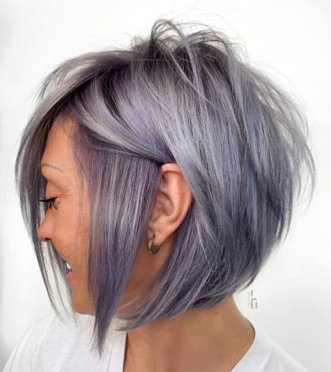 Pastel Purple Stacked Layered Bob