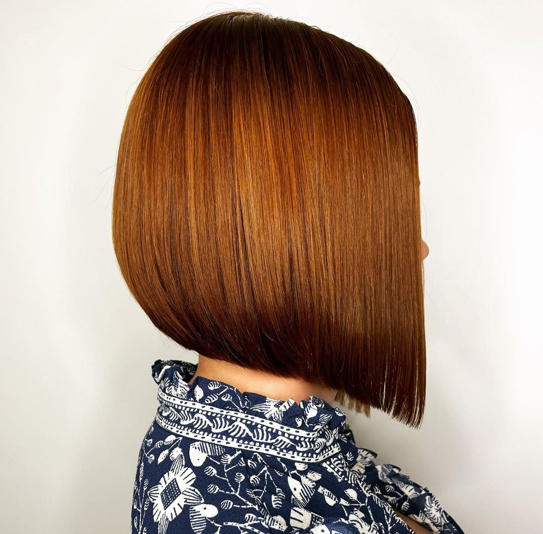 Red Angled Bob for Thick Hair