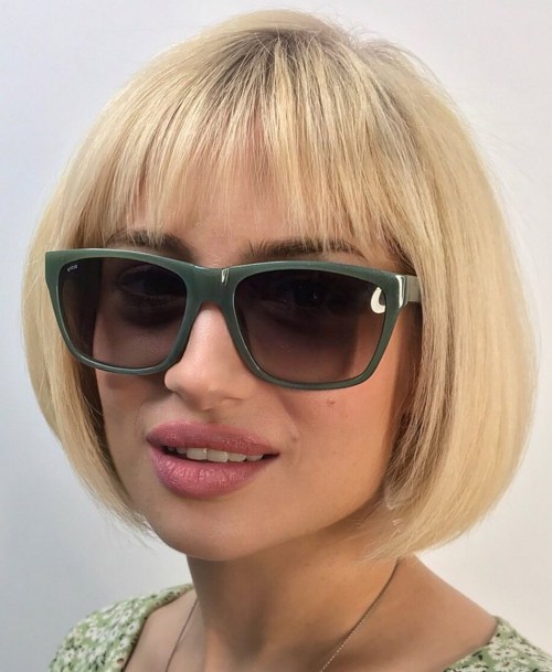 Rounded Bob with Wispy Bangs Dyed Blonde