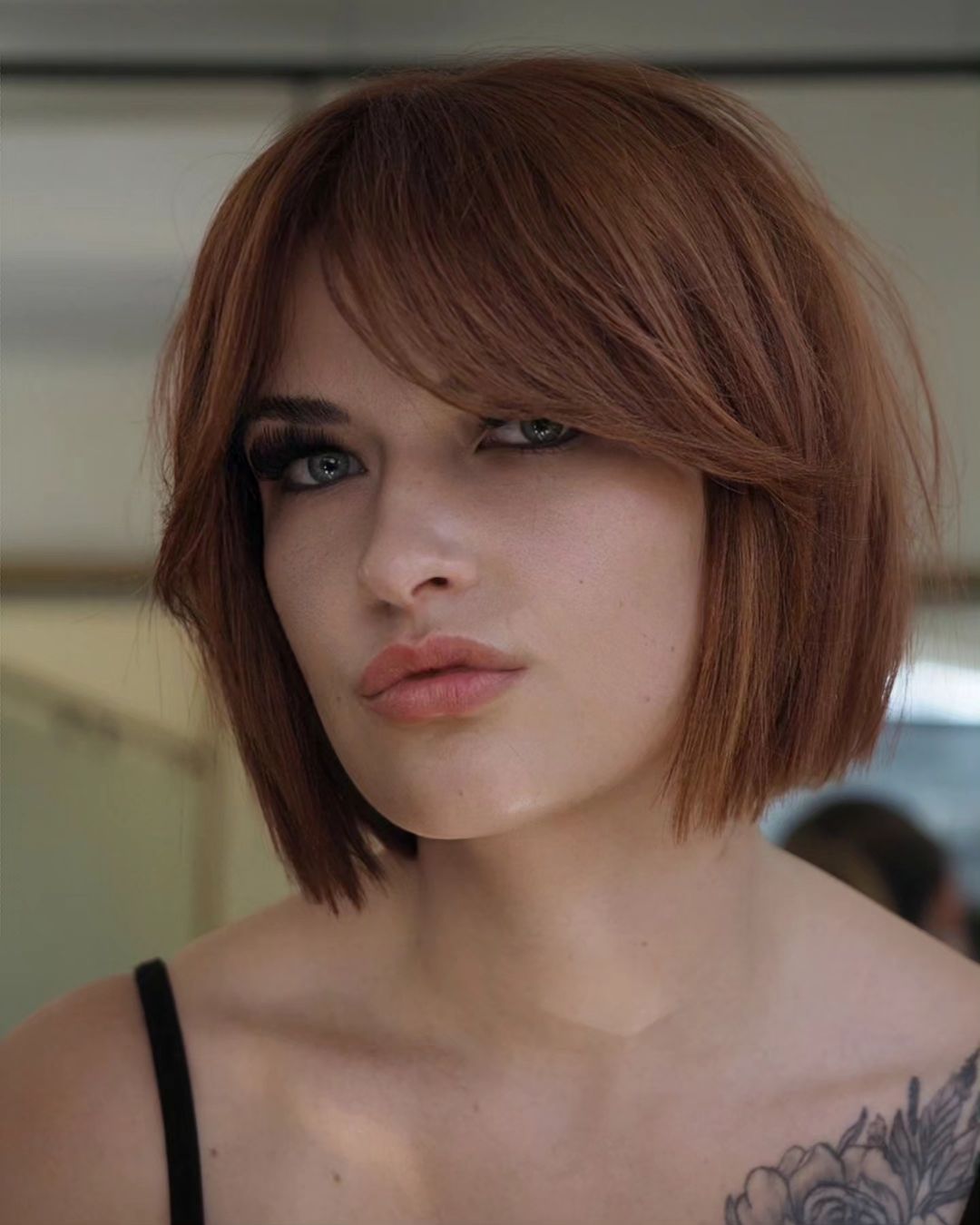 Short Blunt bob with Side Swept Bangs