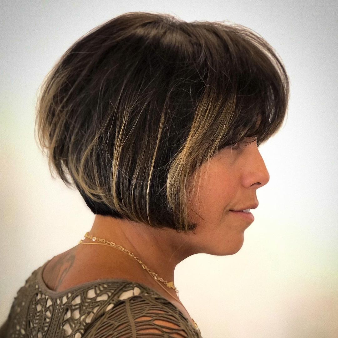 Short Bob with Highlights and Bangs