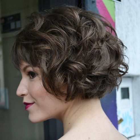 Short Curly Bob With Bangs