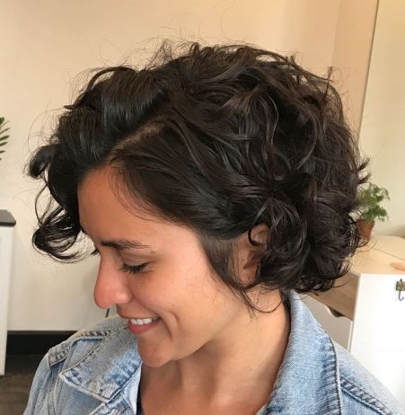 Short Curly Dark Brown Bob