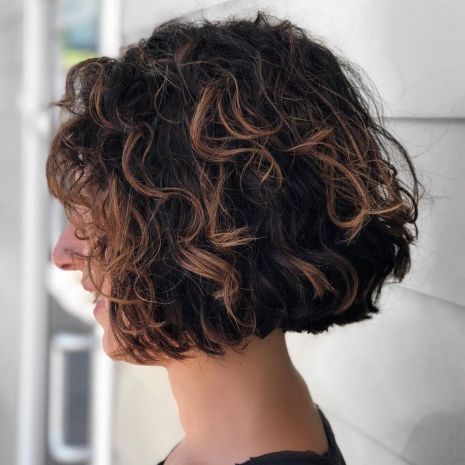 Short Curly Shaggy Brunette Bob