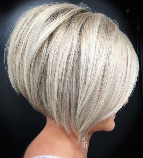 Short Inverted Silver Blonde Bob