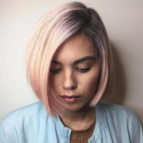 Side-Parted Pastel Pink Bob