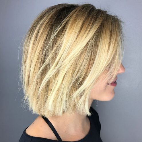 Side-Parted Razored Bronde Bob