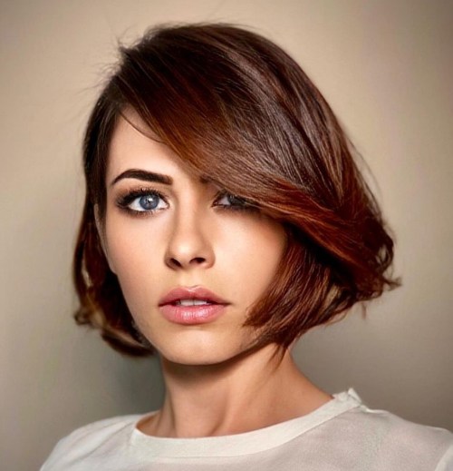 Side Parted Reddish Brown Bob