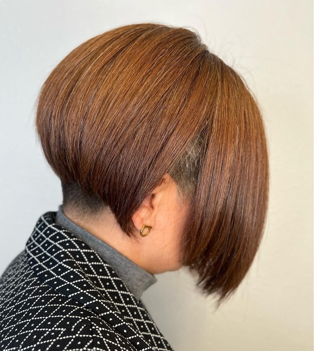 Side Shave Inverted Bob for Round Face