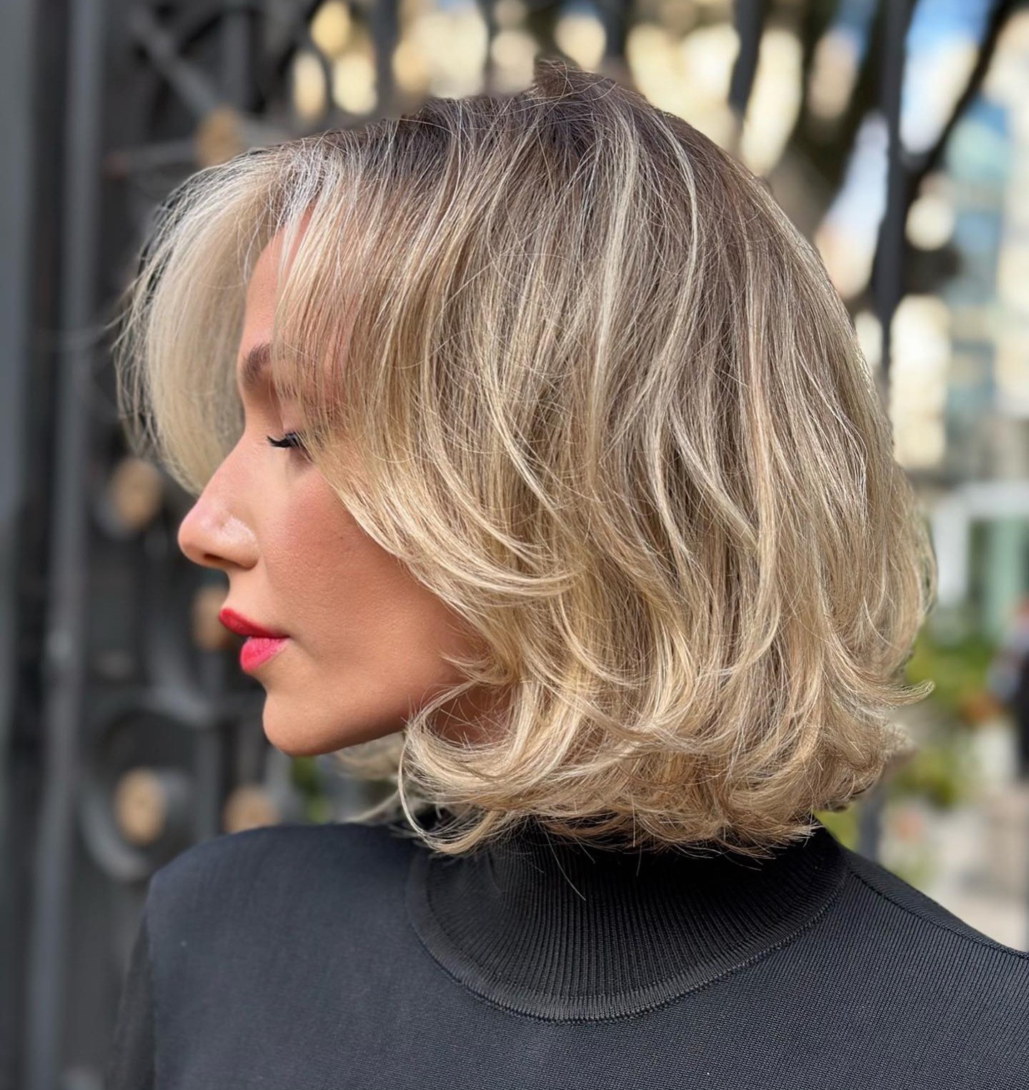Soft Blonde Bob Haircut with Shadow Roots