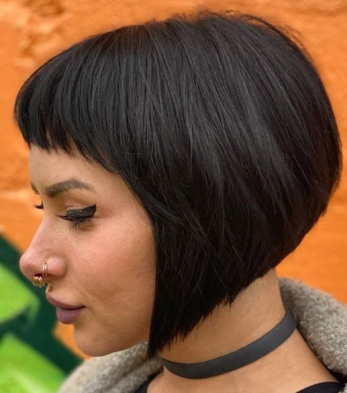 Stacked Bob with Baby Bangs