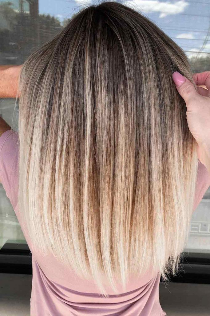 Straight Long Bob with Blonde Highlights