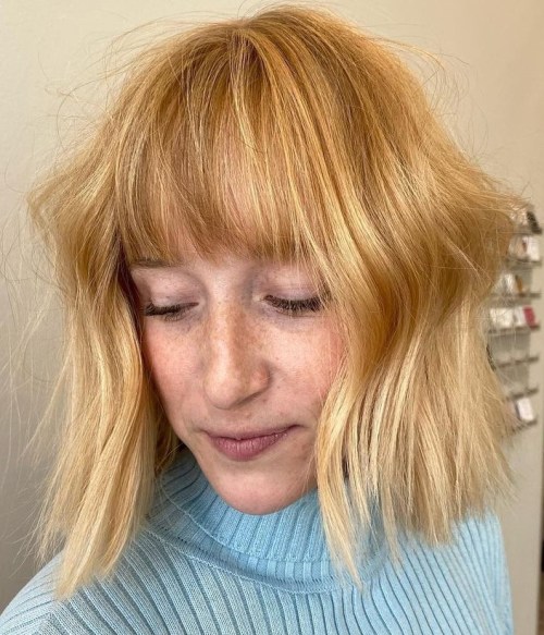 Strawberry Blonde Bob with Front Bangs