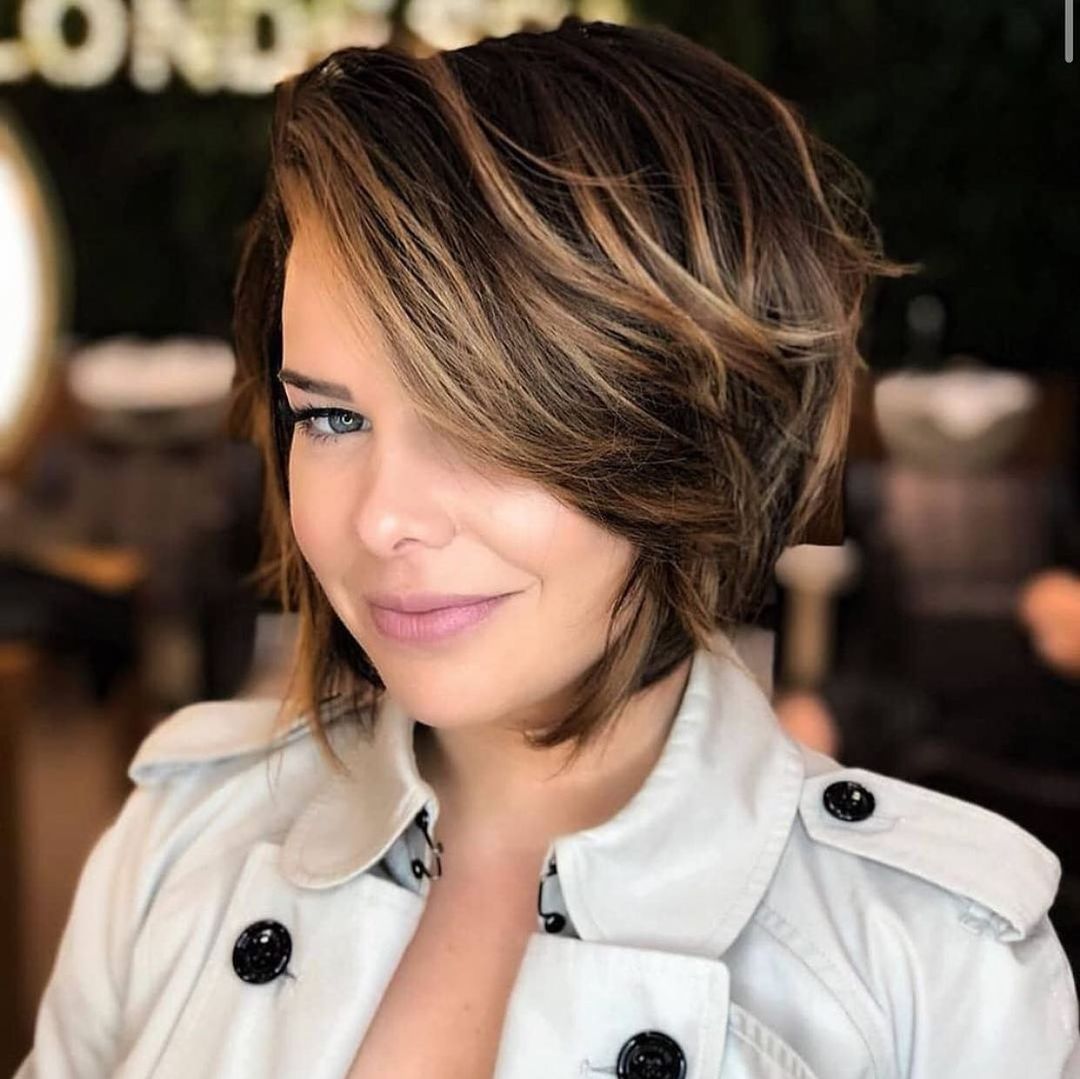 Swept Over Bob Cut with Highlights
