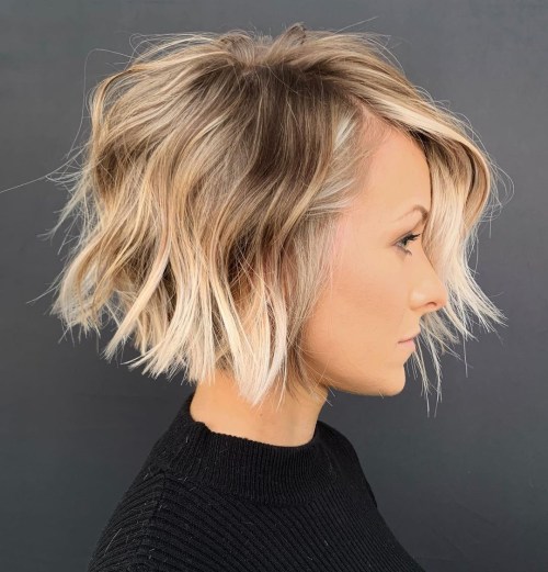 Textured Blunt Bob with Highlights and Lowlights