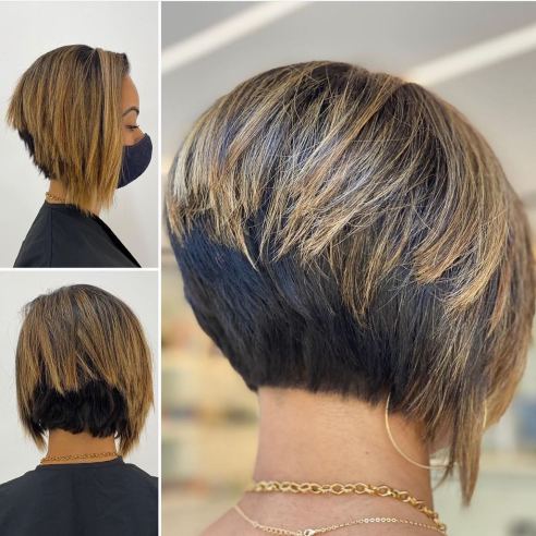 Two-Tone Stacked Bob For Thick Hair