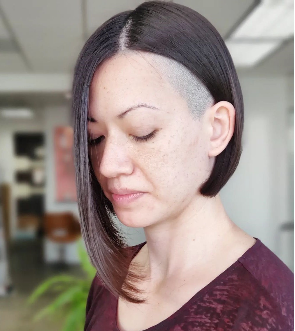 Undercut A Line Bob for Straight Fine Hair