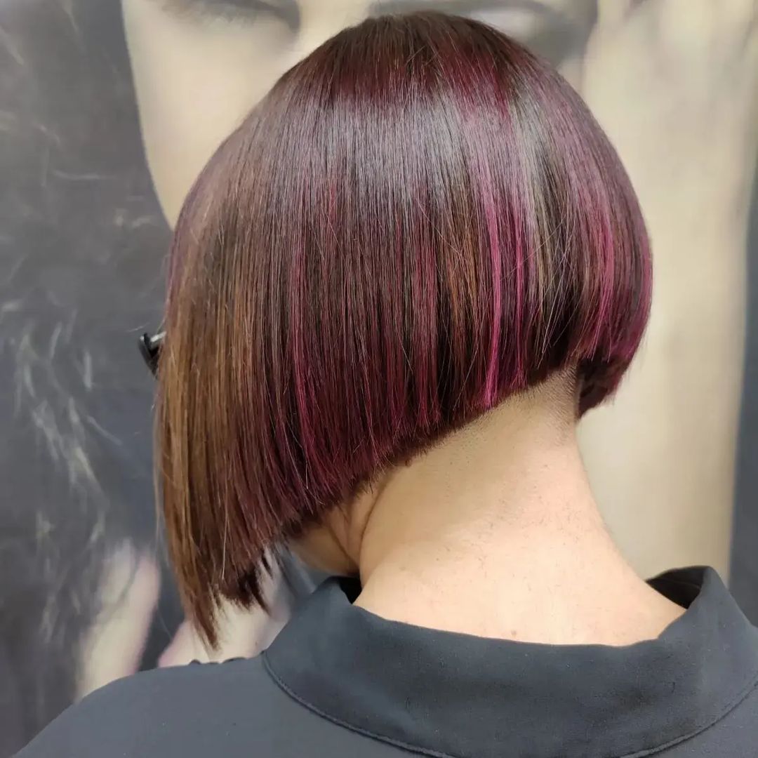 Undercut Angled Bob with Blunt Ends