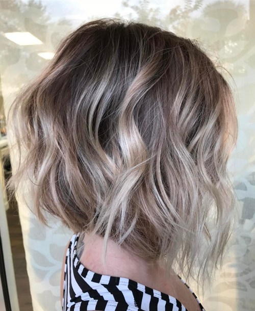 Wavy Blonde Balayage Bob