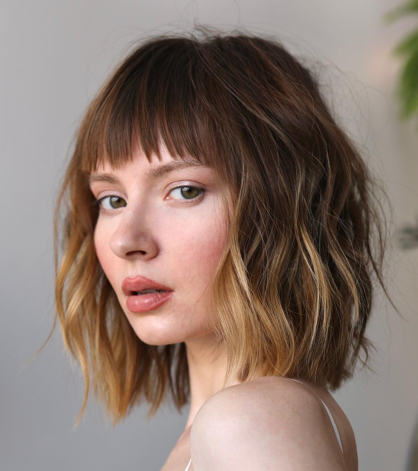 Wavy Bob with Choppy Bangs and Teasylights