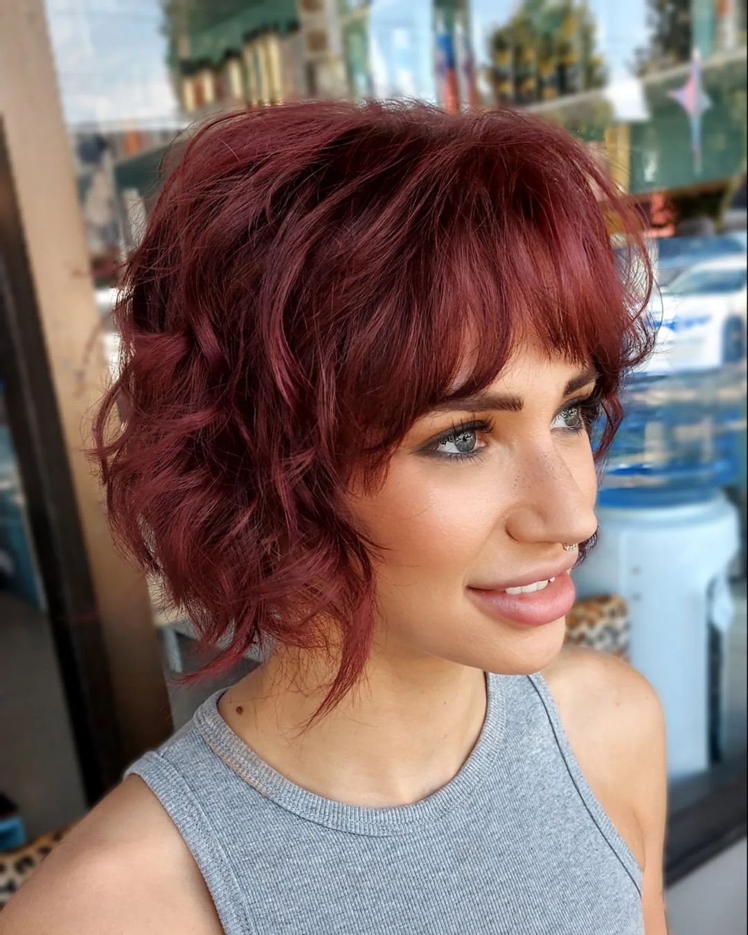 Wine Red Shaggy Bob